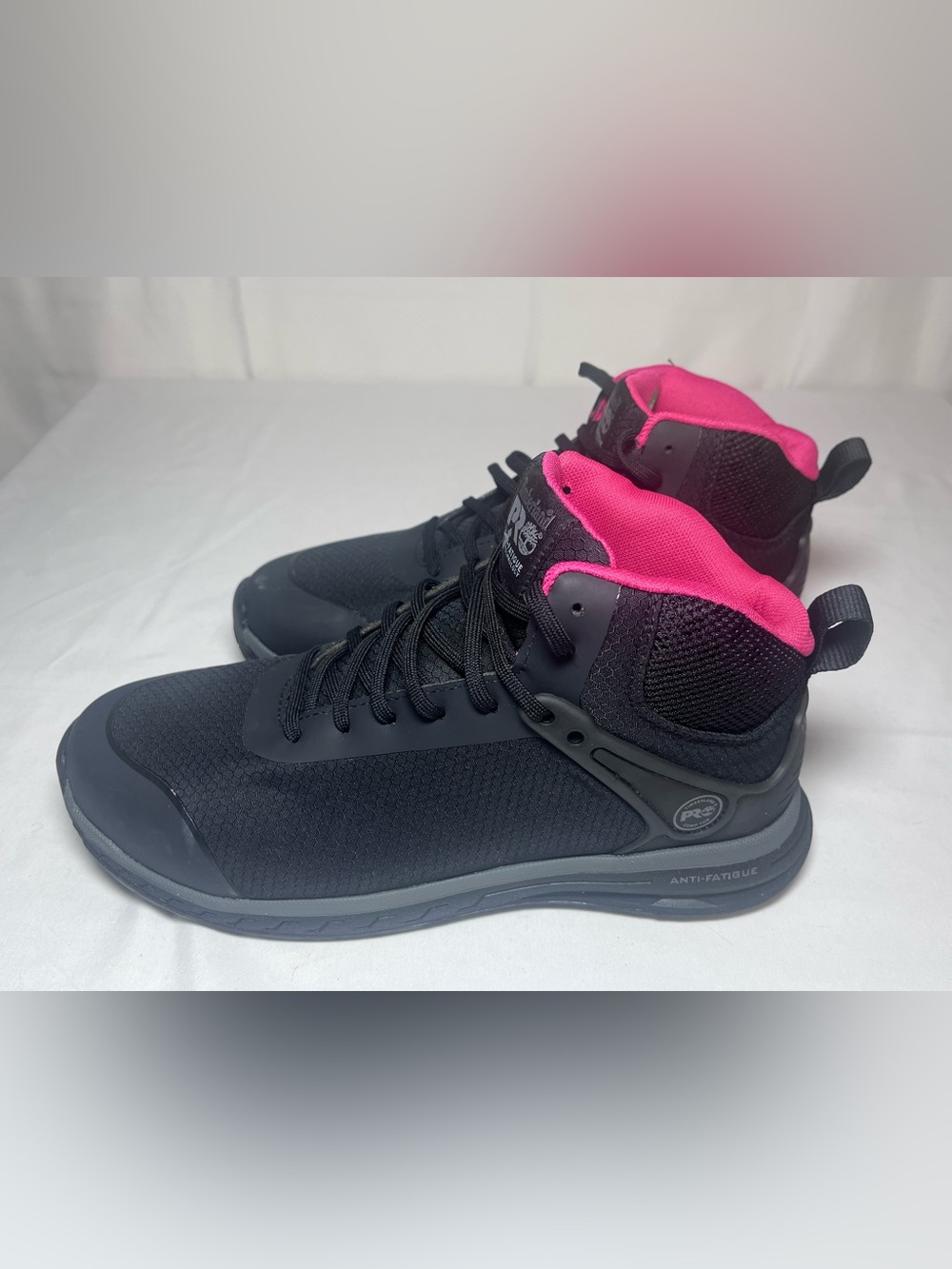 Timberland PRO Anti- Fatigue Black Work Boot with Pink Collar